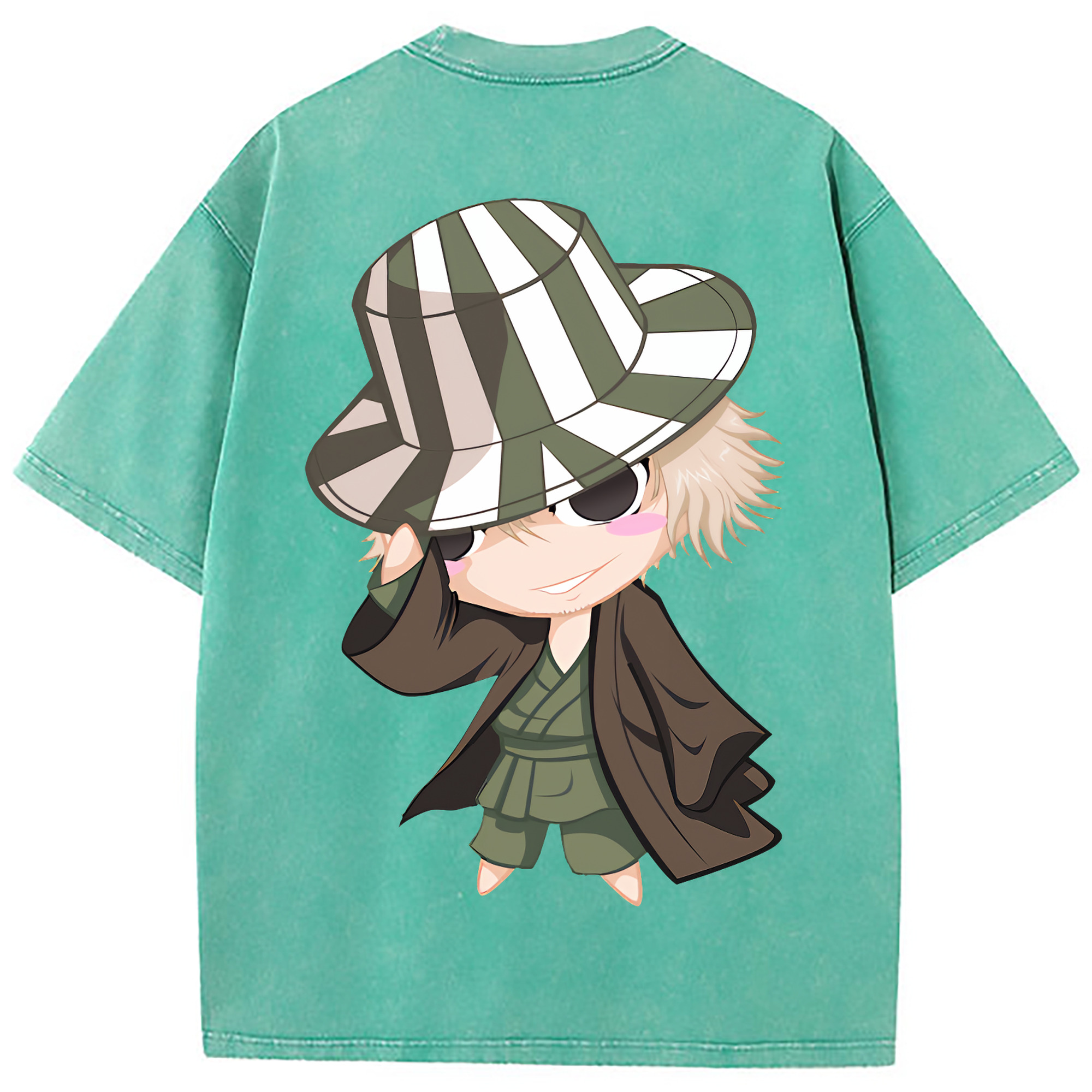 （画像用） "ブリーチ 浦原 喜助（うらはら きすけ） BLEACH Urahara Kisuke " 綿100% ヴィンテージ風 半袖Tシャツ（背面プリント）